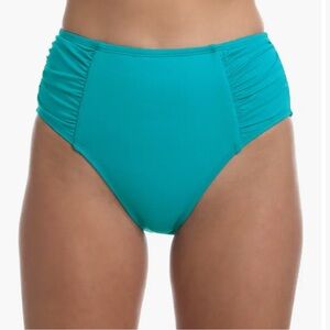 La Blanca Island Goddess Side Shirred High Waist swim Bottom - Turquoise